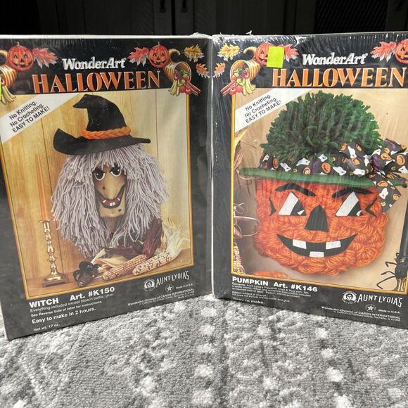 Aunt Lydia's Halloween Bleach Bottle Witch K150 and Pumpkin K146 Craft Kits - Picture 1 of 6